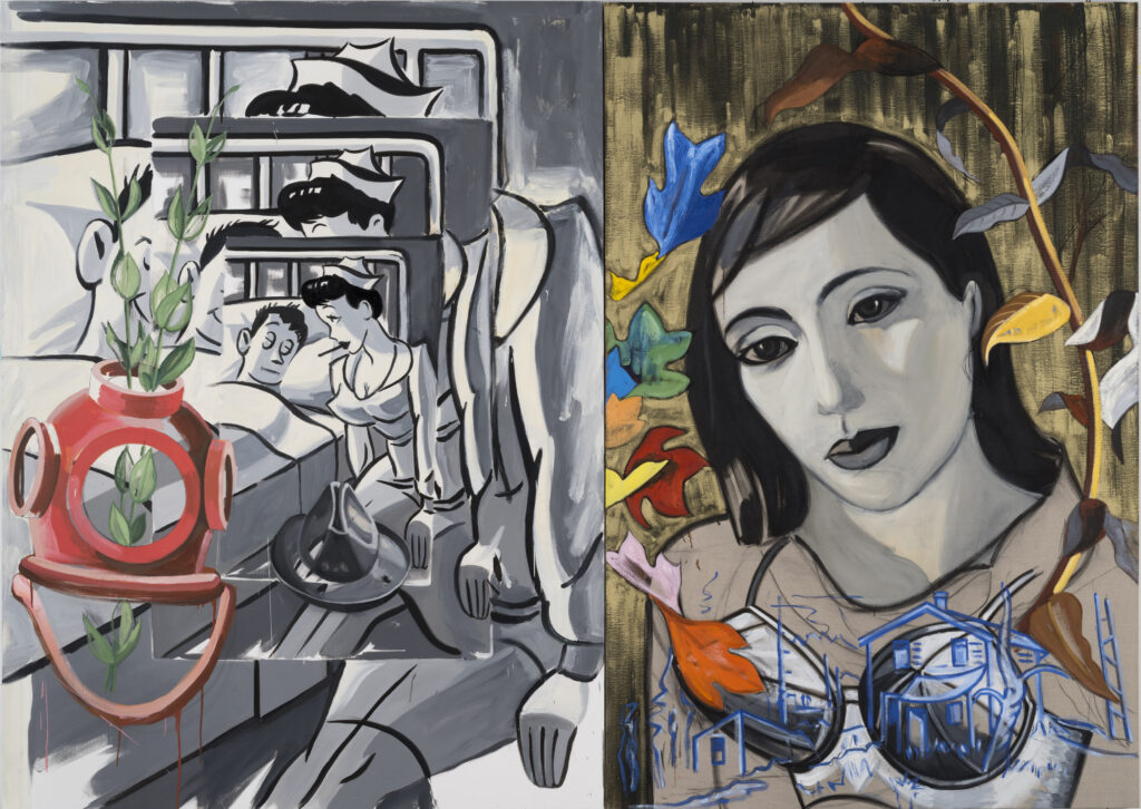 Equivalence, 2018 Oil and acrylic on linen © David Salle/VAGA at Artists Rights Society (ARS), New York. Private Collection