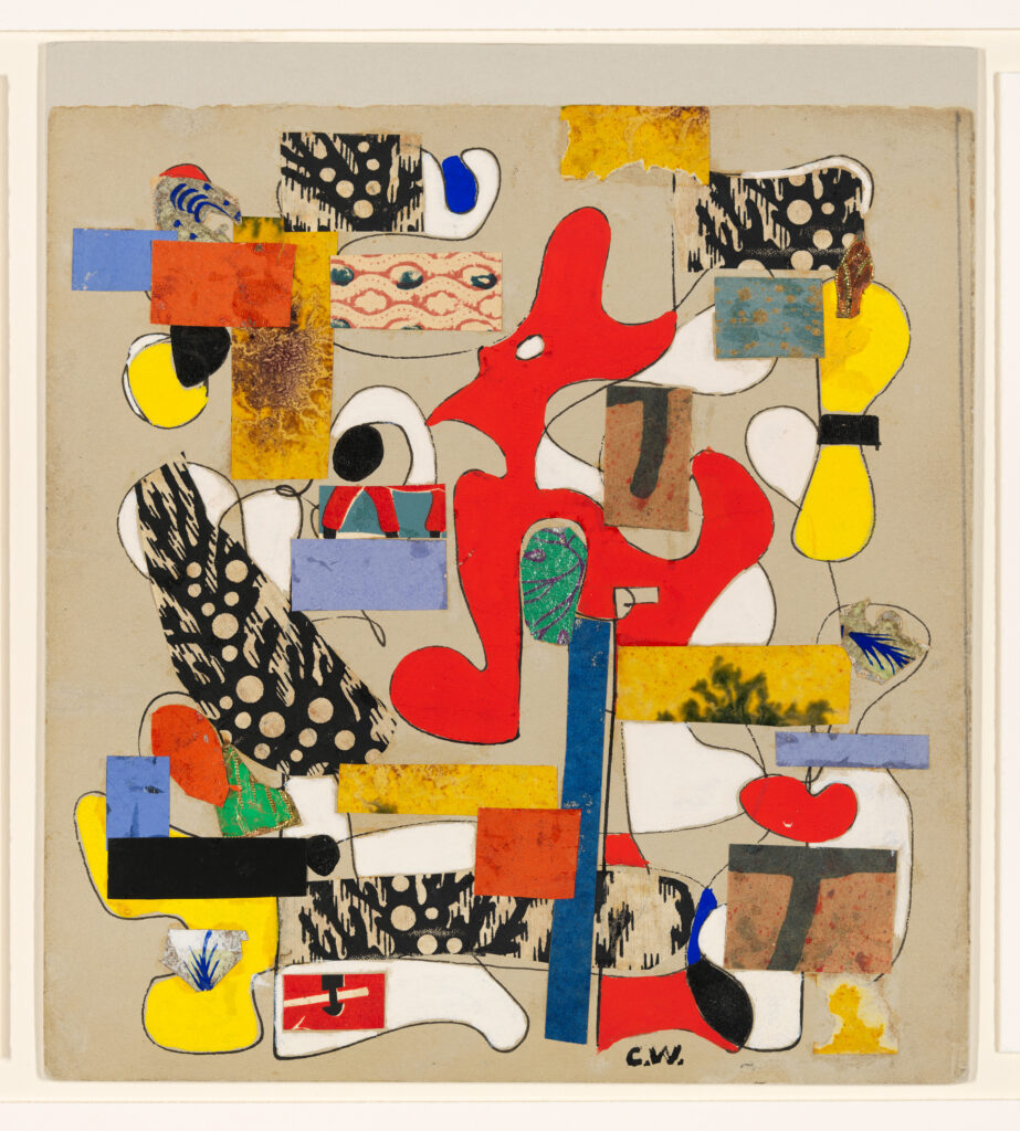 Charmion von Wiegand (1896-1983), Untitled, c. 1942. Collaged paper, opaque watercolor and pen and ink on paper. Whitney Museum, NY; gift of Alice and Leo Yamin 91.84.5. © Estate of Charmion von Wiegand; Courtesy of Michael Rosenfeld Gallery LLC, N