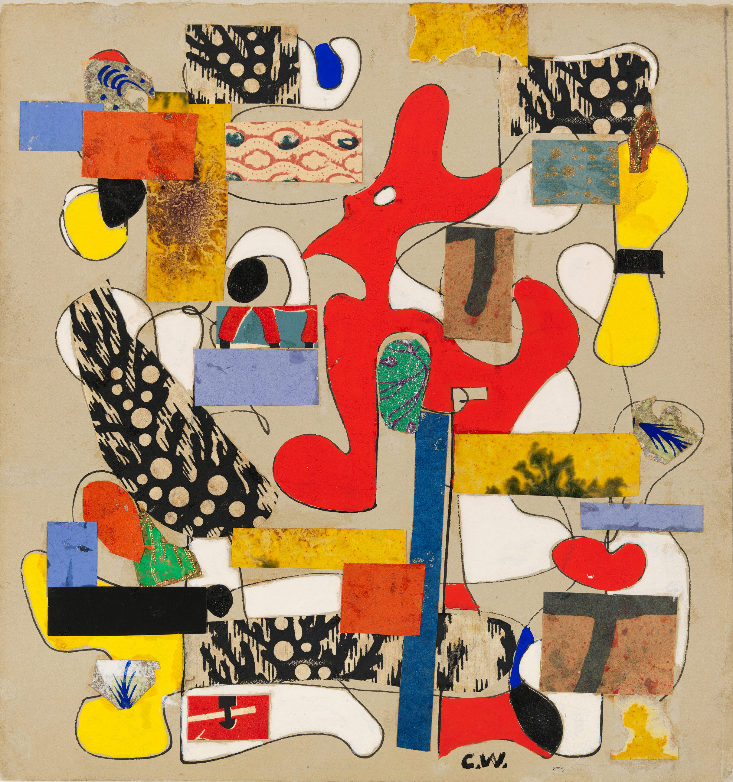 Charmion von Wiegand (1896-1983), Untitled, c. 1942. Collaged paper, opaque watercolor and pen and ink on paper. Whitney Museum, NY; gift of Alice and Leo Yamin 91.84.5. © Estate of Charmion von Wiegand; Courtesy of Michael Rosenfeld Gallery LLC, N