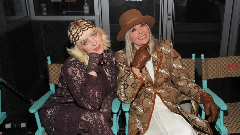 Billie_Eilish_Diane_Keaton Wearing Balenciaga_Sitting at Gucci Parade