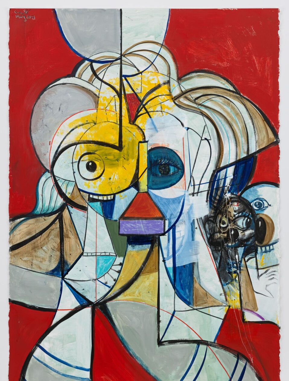 George Condo, Escape From Humanity 2021 Acrylic, gesso, ink & wax crayon on paper 152.4 x 102.9 cm / 60 x 40 1/2 inches. © George Condo Courtesy the artist and Hauser & Wirth