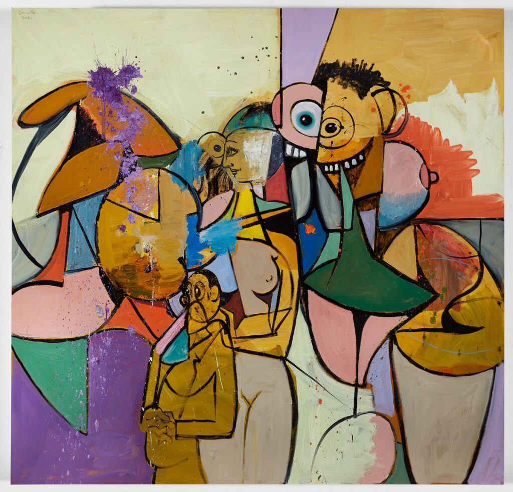 George Condo_ The Day They All Got Out 2021 Oil and wax crayon on canvas_ courtesy the artist and Hauser & Wirth