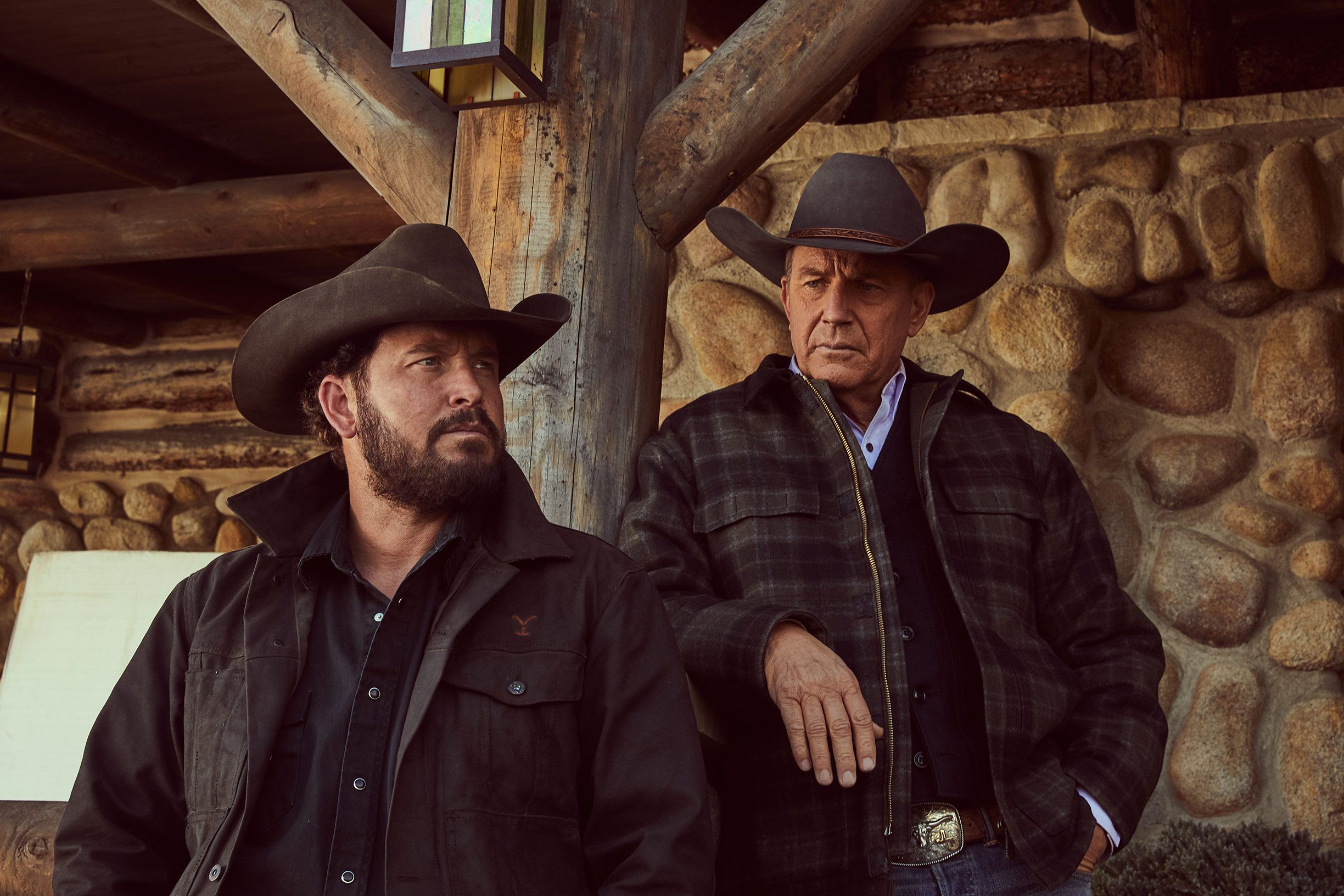 Cole Hauser and Kevin Costner in Yellowstone