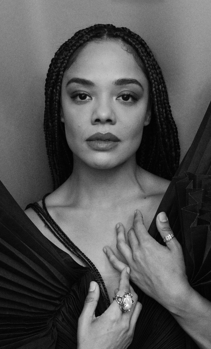 Tessa Thompson in Dreds Black and White Portrait