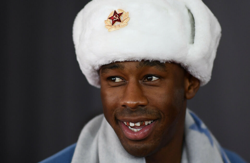 Tyler the Creator in White Fur Russian Hat