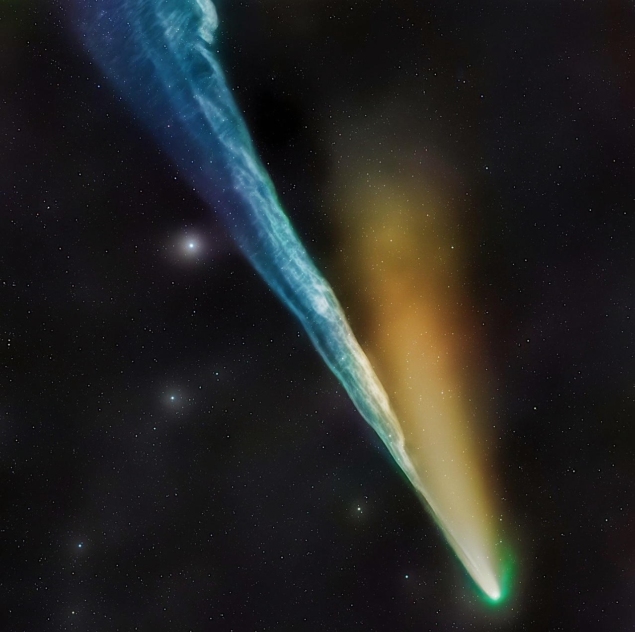 Comet with Dynamic Tail. Photograph by Andrew McCarthy, 2025